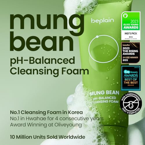 Beplain Mung Bean Phbalanced Cleansing Foamdaily Hydrating Vegan Cleanser For Sensitive Skinnonstripping Deep Pore Cleanserkorean Skincare2.7 Fl.Oz