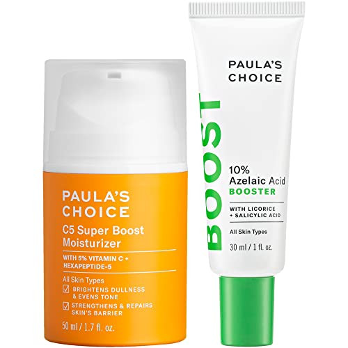 PaulaS Choice Paulas Choice 10% Azelaic Acid Booster plus C5 Super Boost 5% Vitamin C Moisturizer For Postacne Discoloration And Appearance Of Redness Fragrancefree Set Of 2