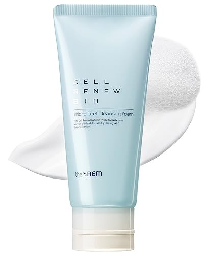 Thesaem Cell Renew Bio Micro Peel Cleansing Foam Face Exfoliating Cleanser Pha Enzyme Marine Eryngium Peptide Kombucha Gentle Daily Pore Refining Hydrating Soothing Korean Skincare Wash 5.75Oz