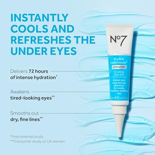 No7 Hydraluminousplus Cooling Under Eye Gel Hydrating Eye Gel To Smooth Dry Fine Lines With Hyaluronic Acid And Vitamin B3 Niacinamide Reveals Visibly Healthierlooking Skin 0.5 Fl Oz