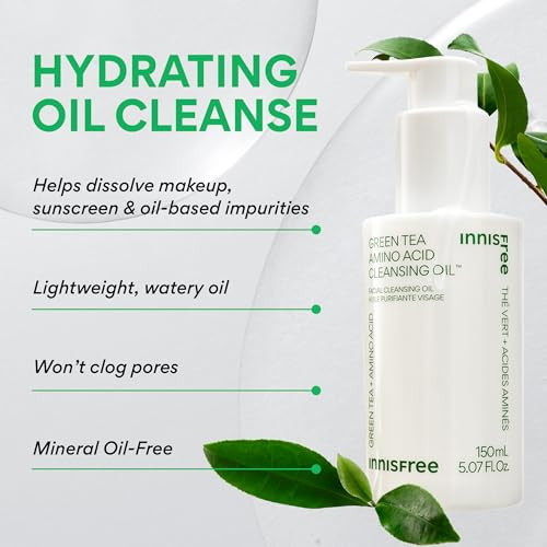 Innisfree Green Tea Amino Acid Cleansing Oilhydrating Korean Face Wash With Jojoba For Double Cleansinggentle Makeup Removersunscreen Dissolving Formula