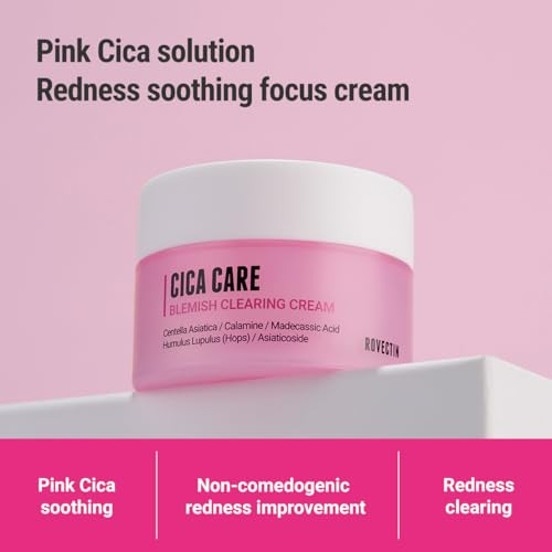 Rovectin Cica Care Blemish Clearing Cream Soothes Skin Irritation And Improves Oiliness Sebum Blackheads For Oily Skincalamine Centella Asiaticavegan Korean Moisturizer 1.69 Fl.Oz 50Ml