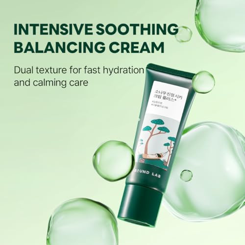 Round Lab Pine Cica Calming Cream Plus 60Mldualtexture Soothing Cream Blemish Care For Acneprone Skin Sebum And Oil Control Strengthens Skin Barrier Korean Skincare