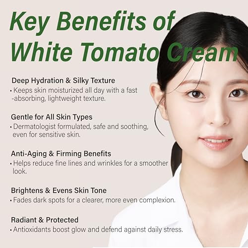 Biche Dermatologist Formulated White Tomato Cream With Niacinamide Tranexamic Acid Glutathione Face Cream Antiaging Dark Spot Corrector 100Hrs Deep Hydration 50Ml