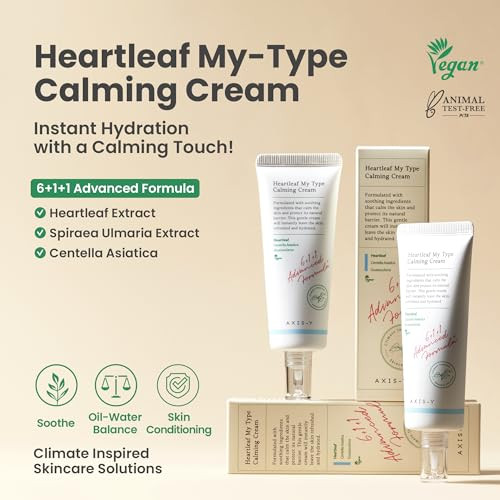 AxisY Axisy Heartleaf My Type Calming Cream Soothing Redness Relief And Long Lasting Moisture Dewy Skin Daily Face Lotion Vegan Korean Skin Care Moisturizer Face Cream 2.02 Fl. Oz.