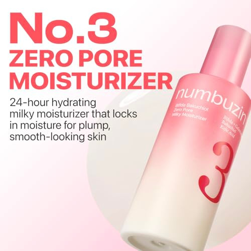 Numbuzin No.3 Bifida Bakuchiol Zero Pore Milky Moisturizer Pore Refining And Texture Smoothing Tone Evening With Kojic Acid And Bakuchiol Sensitive Skin 5.07 Fl Oz