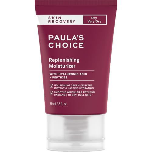 PaulaS Choice Paulas Choice Skin Recovery Replenishing Face Moisturizer Cream Daily Facial Moisturizer With Hyaluronic Acid And Peptides Face Lotion For Dry Sensitive Skin Fragrancefree 2Oz