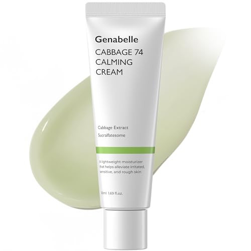 Genabelle Cabbage 74 Calming Cream Lightweight Waterytype Moisturizer With Cica Sucralfate Hyaluronic Acid Helps Instantly Calm And Hydrate The Skin 1.69 Fl. Oz.