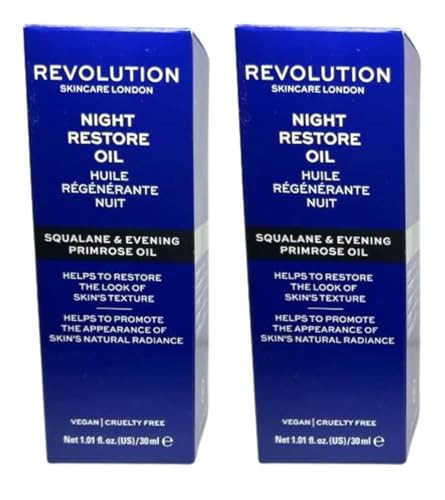 Revolution Beauty London Skincare Revolution Beauty Night Restore Oil Squalane And Evening Primrose Oil Pack Of 2