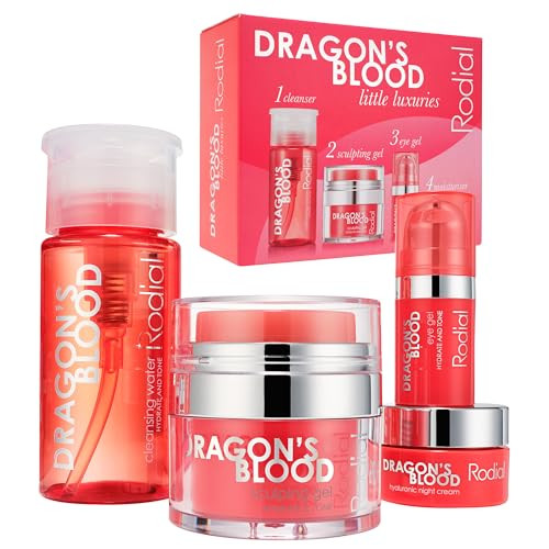 Rodial DragonS Blood Little Luxuries Kit Travel Size Hydrating Skincare Set With Cleansing Water Sculpting Gel Eye Gel And Moisturizer For Plumped Nourished Skin