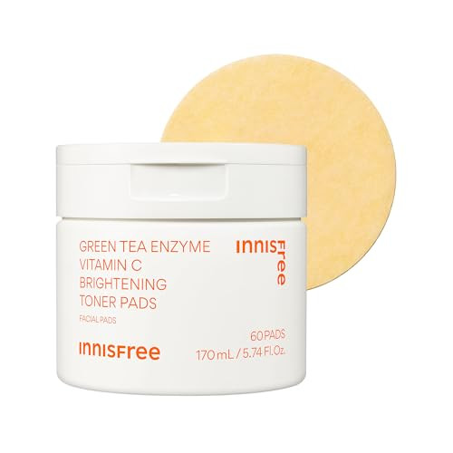 Innisfree Green Tea Enzyme Vitamin C Toner Padsbrightening Korean Face Pads With Hyaluronic Acid And Niacinamide For Dark Spots Radiance And Even Skin Tone60 Pads