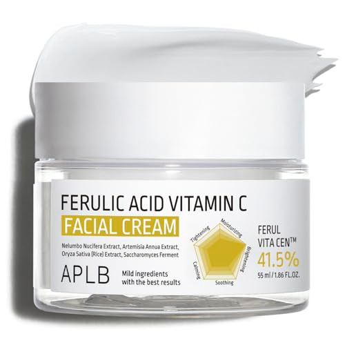 Aplb Ferulic Acid Vitamin C Facial Creamferul Vita Cen 41.5% Korean Skincare Antioxidant Wrinkle Care Dark Spots Elasticity Care Helps With Skin Discoloration 1.86 Fl.Oz