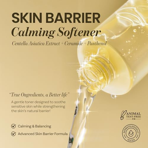 Ongredients Skin Barrier Calming Softenerdaily Soothing Toner For Dry Sensitive Skinpanthenol Hyaluronic Acid Ceramide Hydrating Ph Balancingvegan Korean Skin Care 250Ml 8.45 Fl Oz