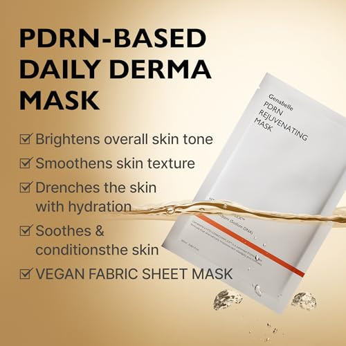 Genabelle Pdrn Rejuvenating Mask Sheet Lightweight Skin And Toning Mask Sheet With Pdrn Niacinamide Hyaluronic Acid To Deeply Hydrate Cool And Visibly Plump The Skin 5Ea 0.84 Fl Oz