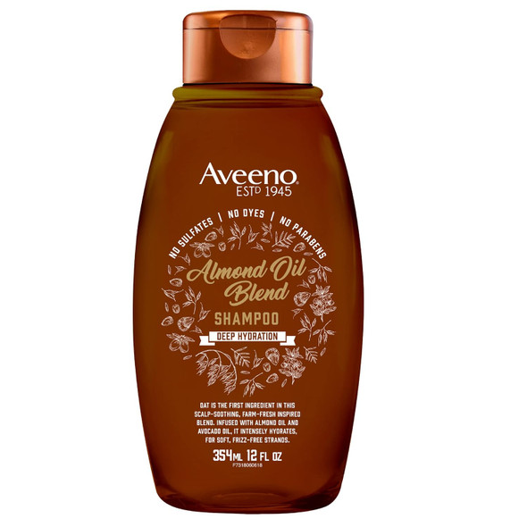 Aveeno Almond Oil Blend Sulfate Free Shampoo with Avocado Oil Paraben and Dye Free 12 Fl Oz