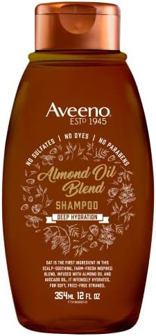 Aveeno Almond Oil Blend Sulfate Free Shampoo with Avocado Oil Paraben and Dye Free 12 Fl Oz