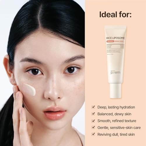 Makep:Rem Make Prem Rice Liposome Ceramide Barrier Cream 50Mllonglasting 24H Hydrating Moisturizer Skin Barrier Care Face Cream Korean Skin Care 1.69 Fl.Oz.