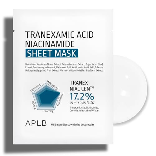 Aplb Tranexamic Acid Niacinamide Sheet Mask 10Pcstranex Niac Cen 17.2% Korean Skincare Long Lasting Hydration Blemish Care Helps With Skin Discoloration 0.85 Fl.Oz