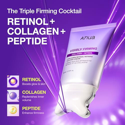 Anua Collagen Retinol Refining Gua Sha Cream Neck Cream For Lifting And Firming Jawline To D Collet Daily Moisturizer Fine Line Care Neck Massager Korean Skin Care 2.7Fl.Oz
