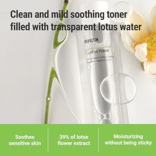Rovectin Calming Lotus Water Toner Ph4.7 Extra Soothing And Hydrating For Trouble Care40% Lotus Flower Extract For Purifyinghyaluronic Acid Alcoholfree Vegan Kbeauty 6.76 Fl. Oz 200Ml