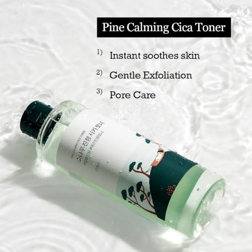 Round Lab Pine Calming Cica Toner Lowacidic Hydrating Toner For Face With Pine Cica Bha plus Lha Skin Balance Korean Skin Care 8.45 Fl Oz
