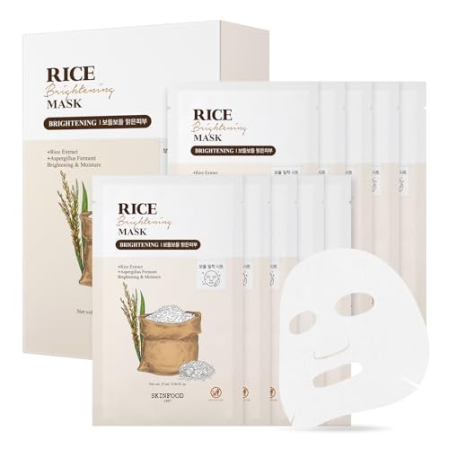Skinfood 1957 Skinfood Rice Daily Sheet Mask Hydrating And Nourishing Face Mask With Rich Rice Essence Vegan Korean Skincare For Smooth Clear Radiant Skin 10 Ea