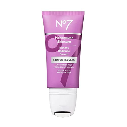 No7 Menopause Skincare Instant Radiance Serum Hydrating Facial Serum With Hyaluronic Acid plus Collagen Peptides For Firmer Healthier Looking Skin With Cooling Applicator 30Ml