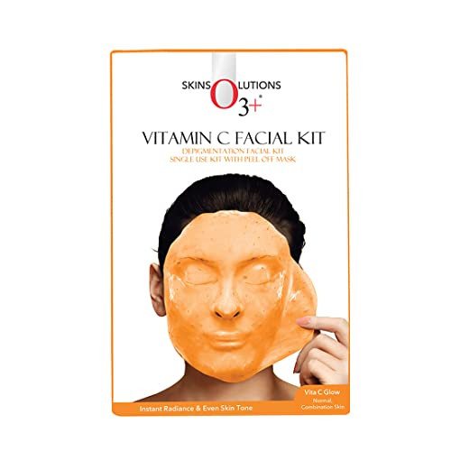 O3plus Vitamin C Facial Kit With Peel Off Mask For Instant Radiance And Even Skin Toneideal For Normal Combination Skin 45G
