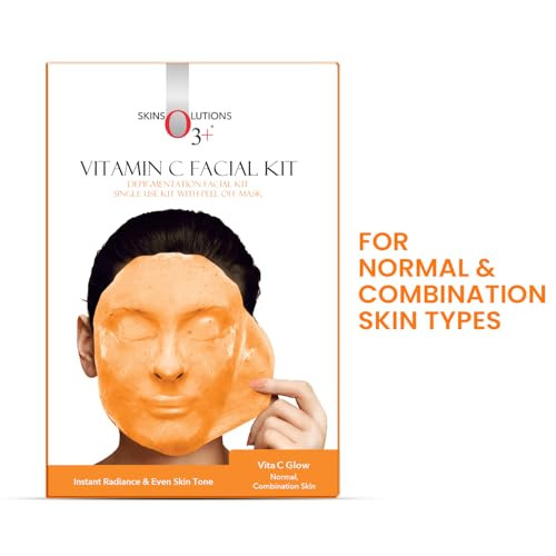 O3plus Vitamin C Facial Kit With Peel Off Mask For Instant Radiance And Even Skin Toneideal For Normal Combination Skin 45G