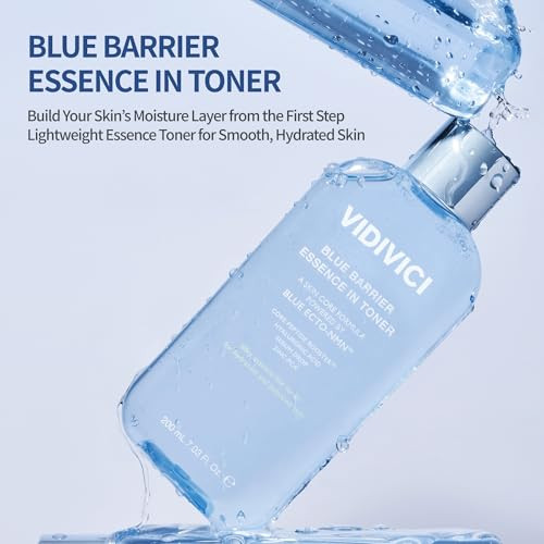 Vidivici Blue Barrier Essence In Toner Zincpca Sebum Control And Hyaluronic Acid Fragrancefree Hydrating Face Toner All Skin Types Korean Skincare 7.03 Fl Oz