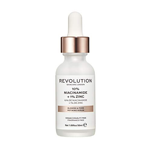 Revolution Beauty London Revolution Skincare London 10% Niacinamide plus 1% Zinc Serum Tackles Blemishes Minimises Pore Appearance Face Serum 1.01 Fl. Oz