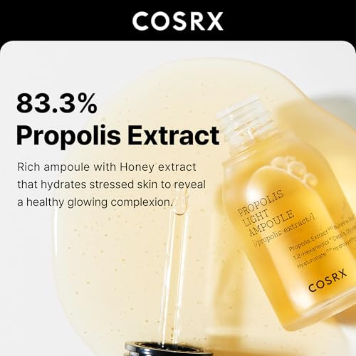Cosrx Propolis Ampoule Glow Boosting Serum For Face With 73.5% Propolis Extract Hydrating Essence For Sensitive Skin Fine Lines Uneven Skintone Korean Skincare 1.01Fl.Oz 30Ml