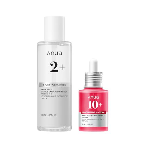 Anua 2% Bha plus 10% Niacinamide Skin Booster Duo 10% Niacinamide plus 4% Tranexamic Acid Serum For Dull Skin Gentle Exfoliating Toner Salicylic Acid For Pore Control Korean Skincare Set
