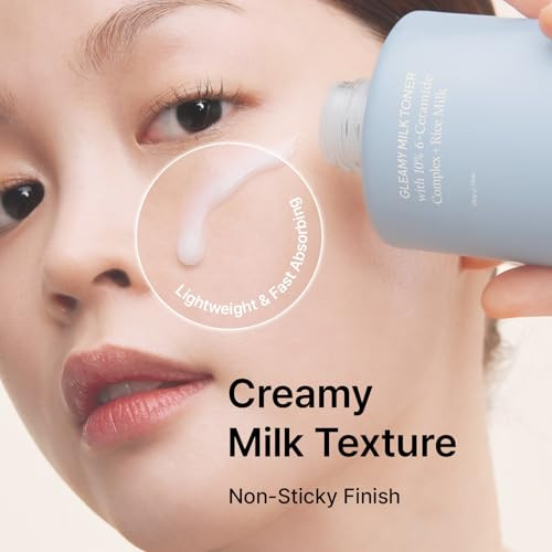 Inyoe Gleamy Milk Toner With 10% 6Ceramide Complex plus Rice cream Barrier Toner For Hydrated Dewy Glow For Sensitive Skin Rice Milk Extract Korean Skin Care 6.76 Fl Oz