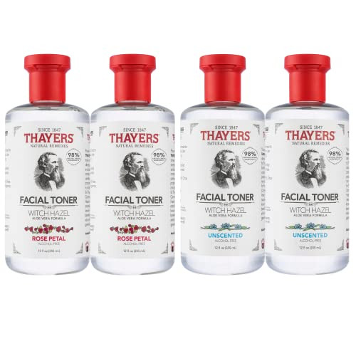Thayers Alcoholfree Witch Hazel Facial Toner Value Multipack 2 Rose 2 Unscented Pack Of 4