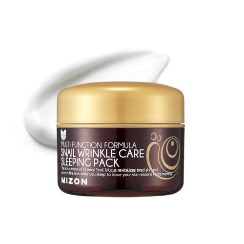 Mizon Snail Wrinkle Care Sleeping Pack snail Mucin Peptides Adenosine Shea Butter Overnight Firming Nourishing Night Mask 2.7 Fl Oz