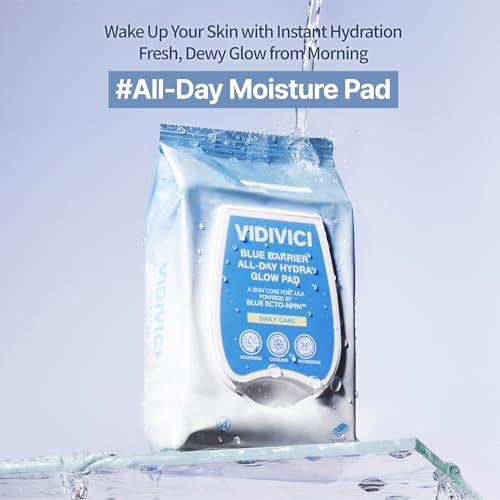 Vidivici Blue Barrier Allday Hydra Glow Pads Egcg And Hyaluronic Acid Soothing Daily Cooling Pads All Skin Types Korean Skincare 100 Count 11.64 Oz