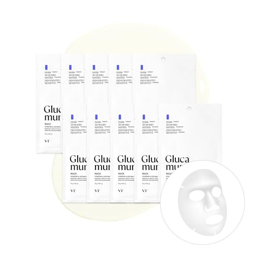 Vt Cosmetics Glucamune Mask Hydrating Vegan Sheet Mask For Face Hypoallergenic Fragrancefree For Dry And Sensitive Skin Betaglucan Glucosamine Skin Glow Korean Skincare 10 Pcs