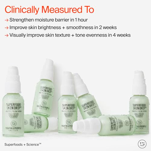 Youth To The People Superfood Skin Drip Smooth plus Glow Face Serum barrierstrengthening Face Serum For Dry Skin 5% Niacinamide 24H Hydration Even Tone Dewy Makeup Primer All Skin Types 1 Fl Oz