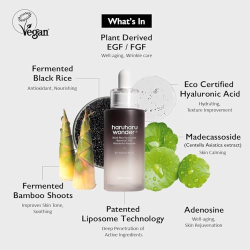 Haruharu Wonder Black Rice Botanical 2Gf Ampoule 30Mlfacial Serum Egf Serum Antiaging Serum Wrinkle Carecruelty Ewggreenegf And Fgf Facial Serum For Face And Neck Wrinkle Care Deep Hydration Firming Plumping Cruelty Korean Skin Care 1 Fl.Oz