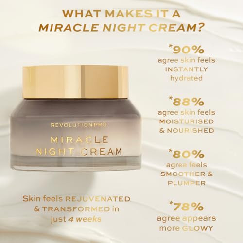 Revolution Beauty London Revolution Pro Miracle Night Cream Overnight Face Cream 1.69 Ozrich Texture Moisturizes And Plumps Skin With Retinol And Vitamin E Vegan And Crueltyfree