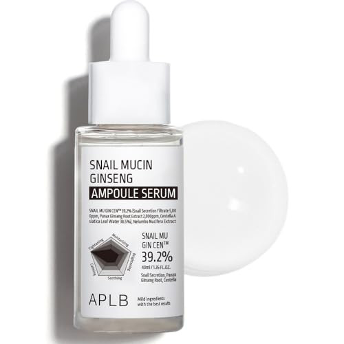 Aplb Snail Mucin Ginseng Ampoule Serumsnail Mu Gin Cen 39.2% Korean Skincare Wrinkle Care Pore Care Improve Elasticity For Firm Skin 1.35 Fl.Oz