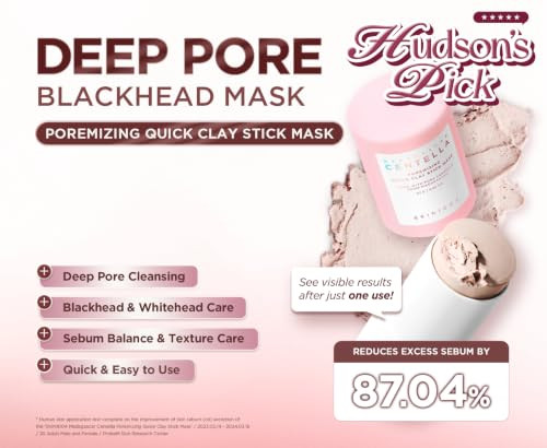 Skin1004 Hudsons Pick Poremizing Quick Clay Stick Mask Facial Clay Mask For Pores Centella Clay Stick For Pore Minimizing Pink Pore Mud Mask For Sebum Balance Korean Skin Care 0.95 Oz 27G