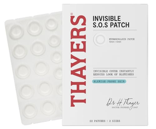 Thayers Invisible S.O.S Hydrocolloid Acne Pimple Patch Ultrathin Design Instantly Reduces Look Of Blemishes Set Of 22 Pimple Patches