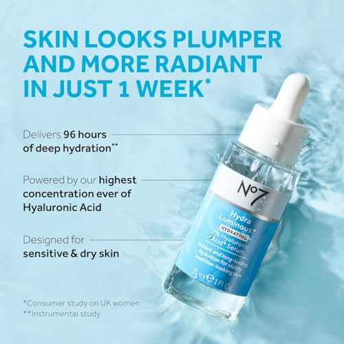 No7 Hydraluminousplus 2% Hyaluronic Acid Serum Hydrating Facial Serum With 5% Vitamin B3 Niacinamide To Support Skin Barrier Repair For Visibly Radiant And Healthierlooking Skin 1 Fl Oz