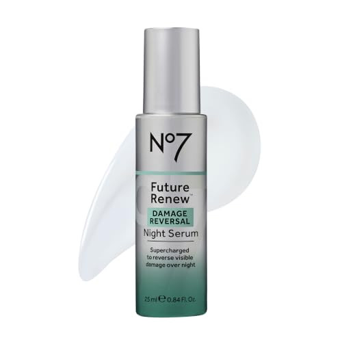 No7 Future Renew Damage Reversal Night Serum Antiaging Peptides Serum For Face Formulated With Hyaluronic Acid And Niacinamide To Help Reverse Visible Signs Of Skin Damage Overnight 0.84 Fl Oz