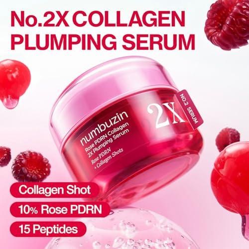 Numbuzin No.2X Rose Pdrn Collagen Plumping Serum Collagen Spicule Serum For Firming And Volume Glow Pdrn Peptides Collagen Hydrating Korean Skincare 1.01 Fl Oz 30Ml