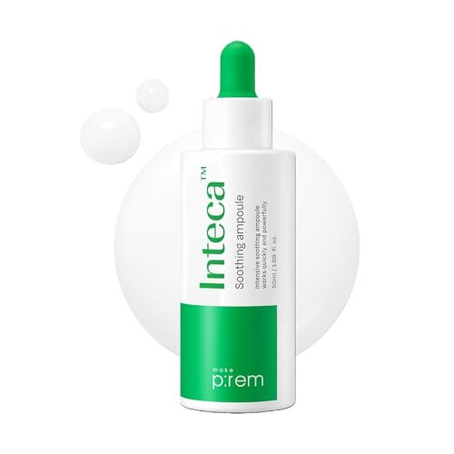 Makep:Rem Make Prem Inteca Soothing Ampoule Advanced Cica Serum 50Mlintensive Calming And Moisturizing Serum For Acneprone Skin Eve Vegan Korean Skin Care 1.69 Fl.Oz.