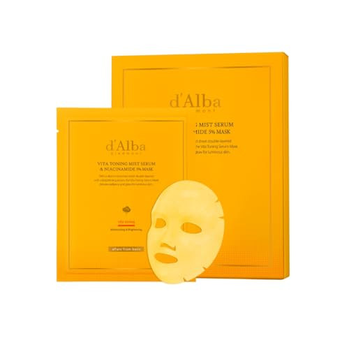 DAlba Piedmont Dalba Piedmont Vita Toning Niacinamide 5% Mask 4 Sheets Hydrating Face Mask With Vitamin C Glutathione And White Truffle Radiance Boosting Korean Skin Care