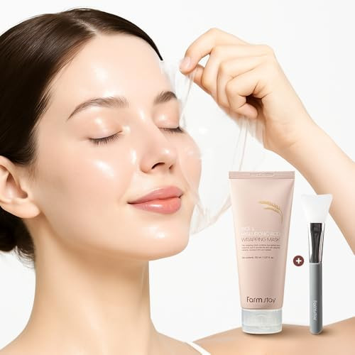 Farmstay Rice And Hyaluronic Acid Real Wrapping Face Mask Peel Off Facial Mask For Skin Glow Instant Makeup Ready Canvas Deep Hydration Spatula Included 5.07 Fl Oz
